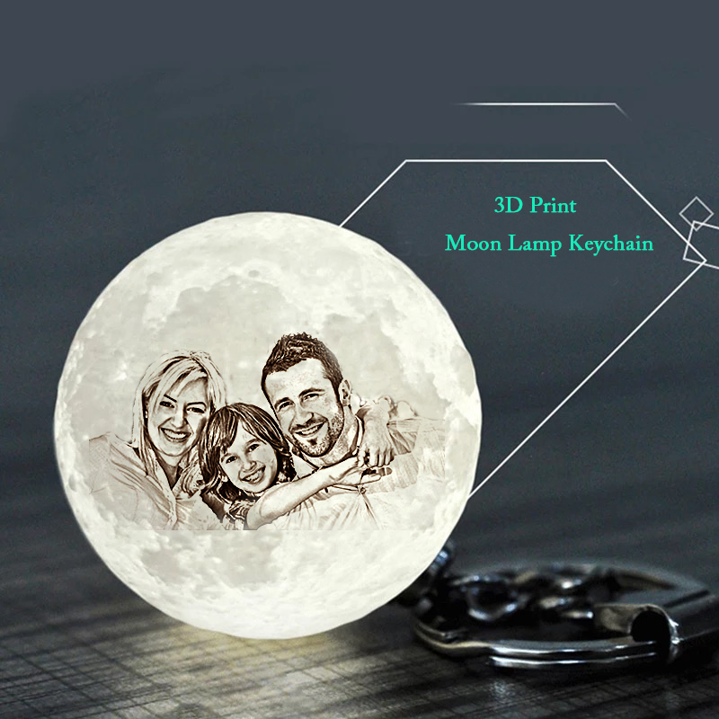 Personalized Photo 3D Moon Lamp Keychain