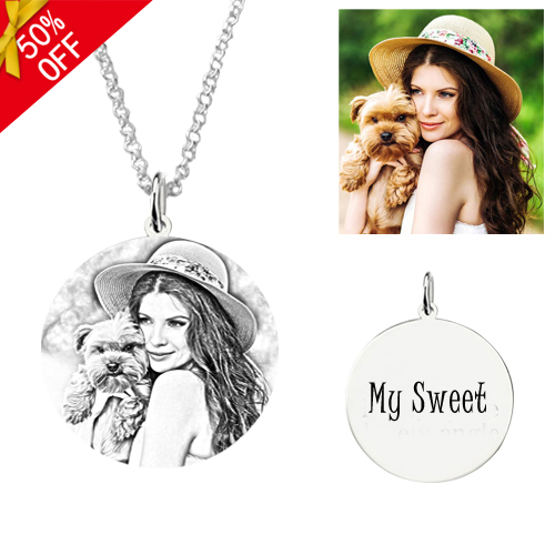 Personalized Photo Necklace Round