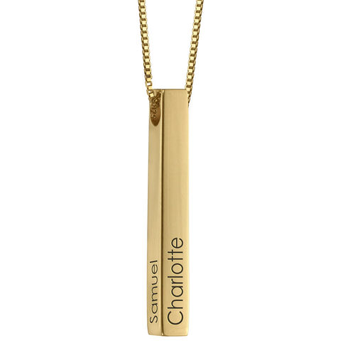 Personalized 3D Engraved Bar Necklace