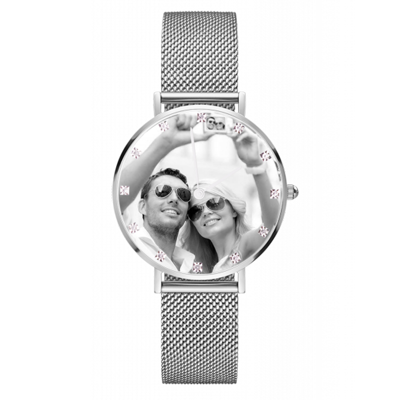 Personalized Photo Watch With Diamonds