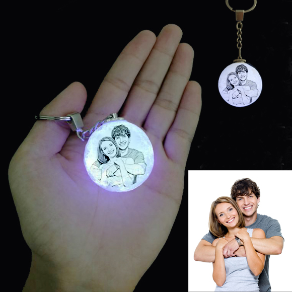 Personalized Photo 3D Moon Lamp Keychain