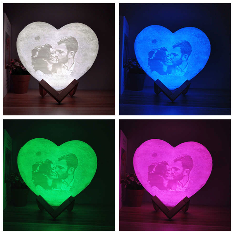 Personalized 16 Colour Photo 3D Heart Lamp