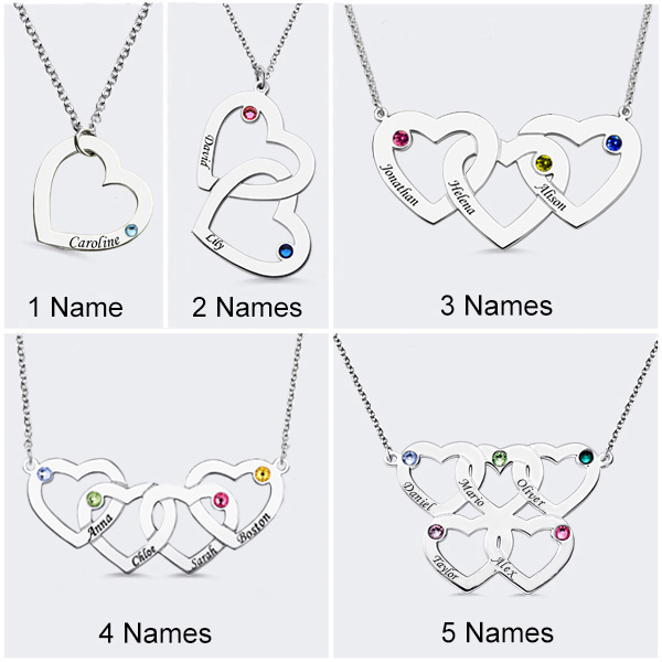 Personalized Intertwined Hearts Necklace