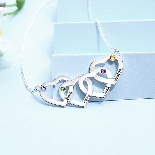 Personalized Intertwined Hearts Necklace